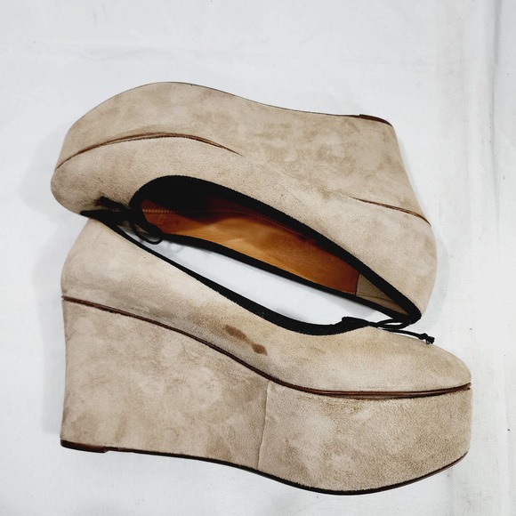 Anthropologie x Leifsdottir Jenni Platform Suede Ballet Flat Beige 3.75” Size 40 - Picture 6 of 16